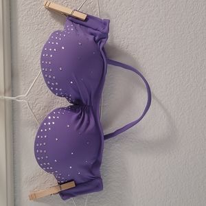 Xhilaration Purple Crystal Convertible Bandeau Swim Top (S)